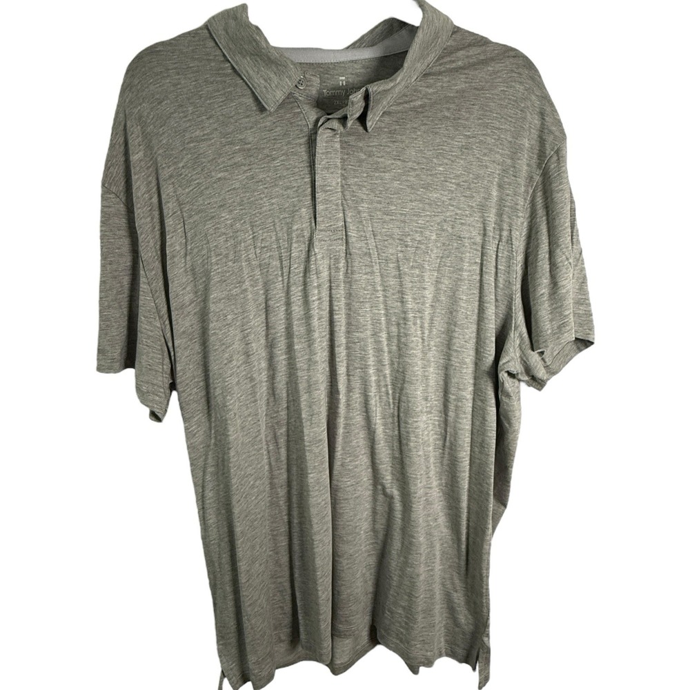 Tommy John Second Skin Comfort Polo 2XL Gray Pima Cotton Modal Stretch - Picture 3 of 9